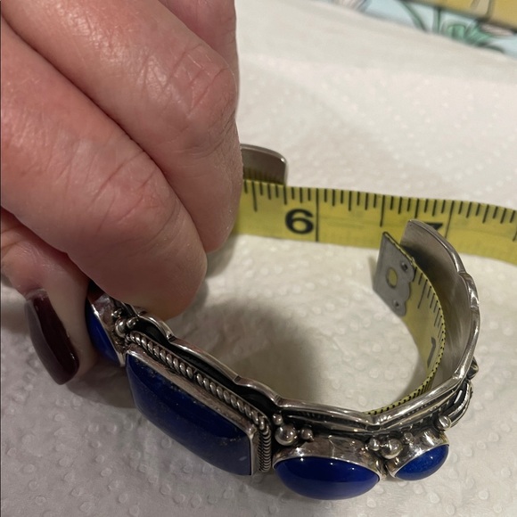 *Price Firm* Sterling Silver Lapis Lazuli Cuff by Navajo Happy Piasso - Picture 11 of 13